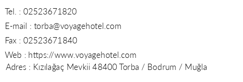 Voyage Torba telefon numaralar, faks, e-mail, posta adresi ve iletiim bilgileri